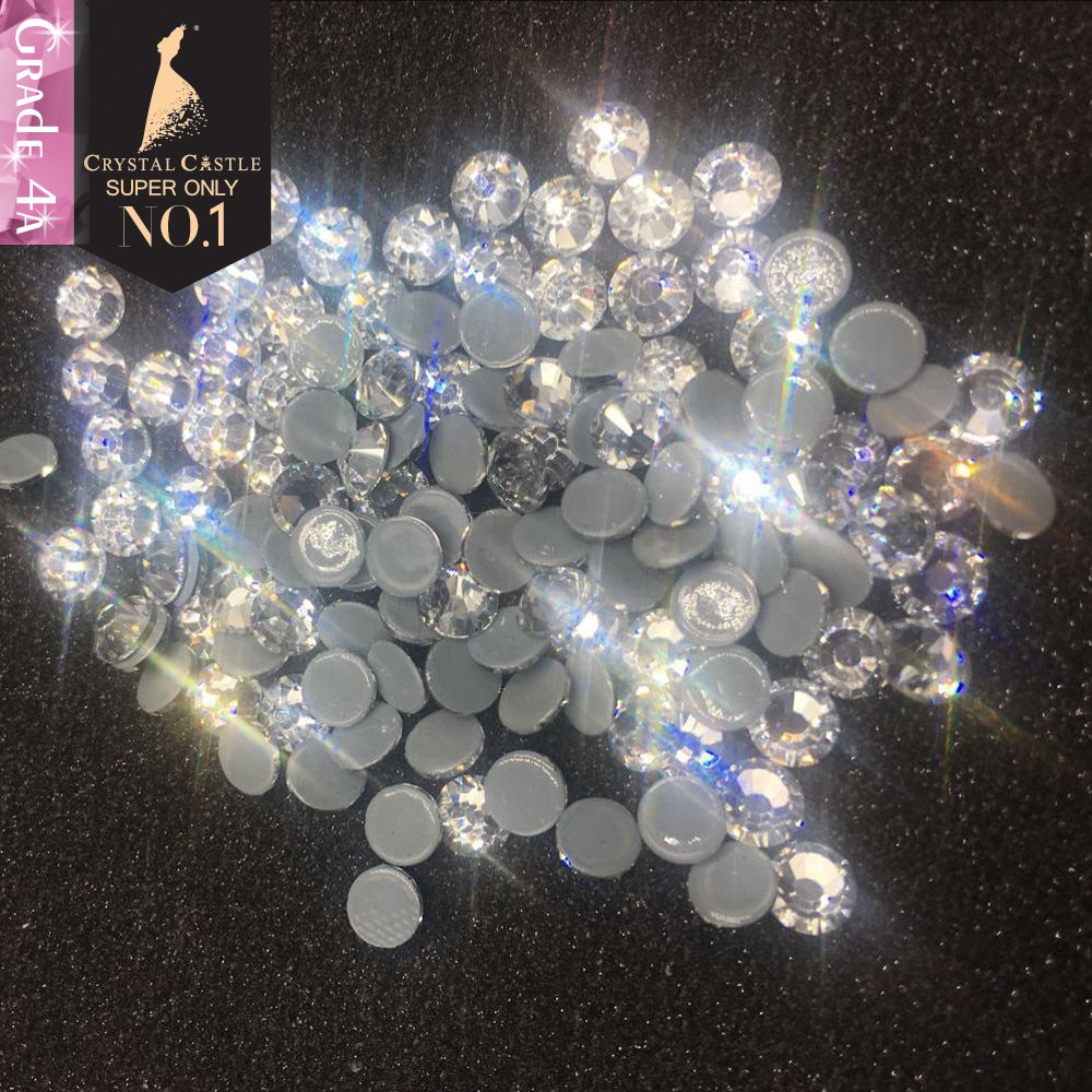 High Quality No DMC Super Shiny Clear Crystal Strass Hot fix Rhinestones Glass Flatback Hotfix Crystal