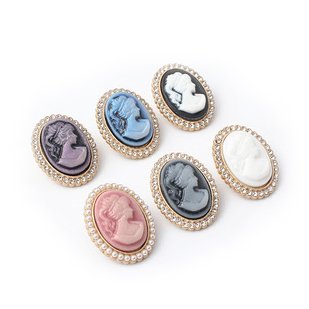 Fashion Design Beauty Head Buttons Metal Decoration Retro Style Button Multicolor Rhinestone Buckle