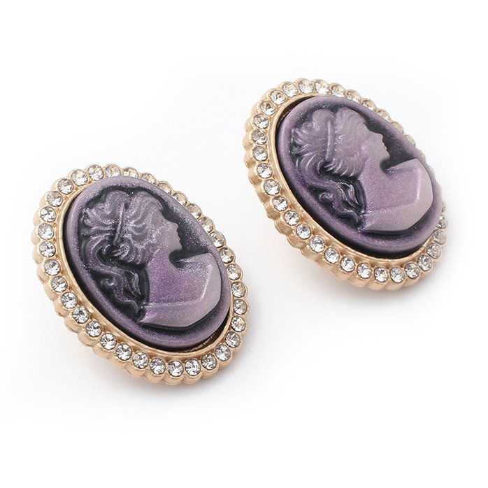Fashion Design Beauty Head Buttons Metal Decoration Retro Style Button Multicolor Rhinestone Buckle