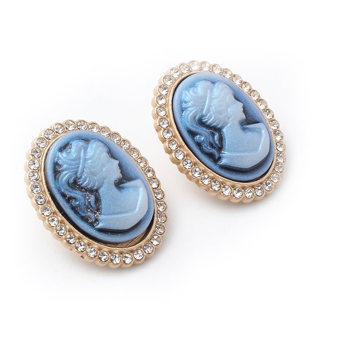 Fashion Design Beauty Head Buttons Metal Decoration Retro Style Button Multicolor Rhinestone Buckle
