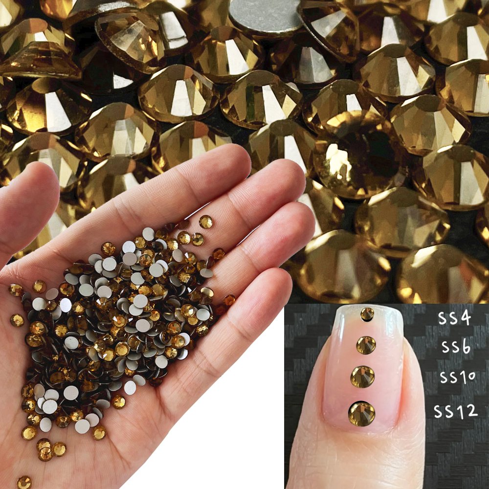 Yantuo Supplier Non Hot Fix Lt.col.topaz high quality Nail Art Rhinestones Glass Strass Loose wholesale glass Rhinestones