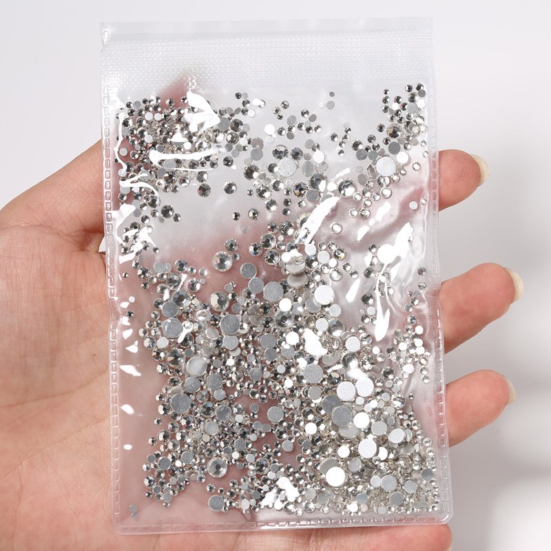 ss4~ss20 Crystal AB silver Flat Back Half Round glass rhinestones 3D tips decorations diy diamond nail art rhinestones