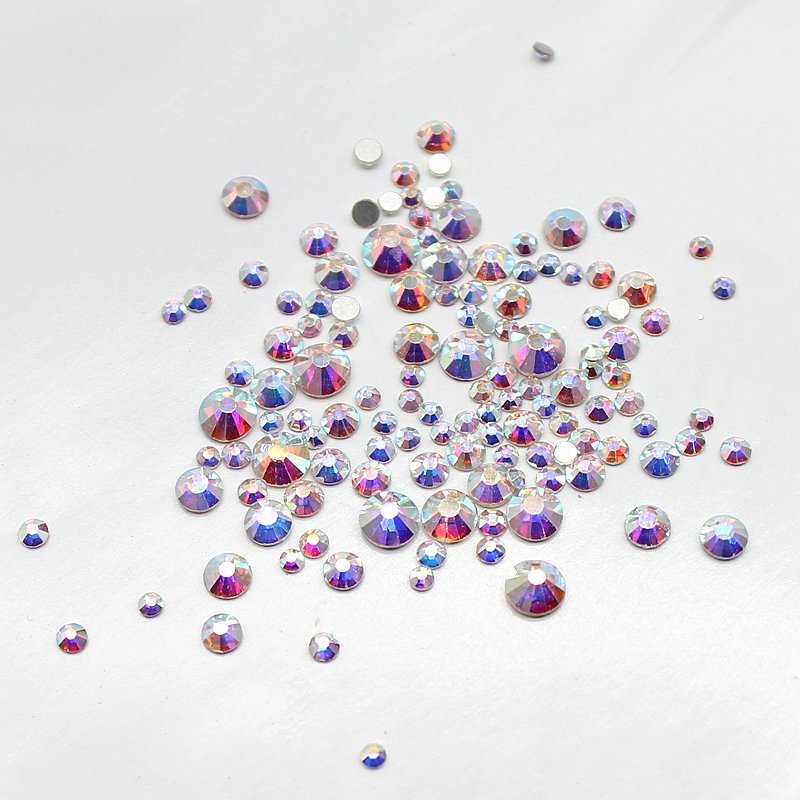 ss4~ss20 Crystal AB silver Flat Back Half Round glass rhinestones 3D tips decorations diy diamond nail art rhinestones