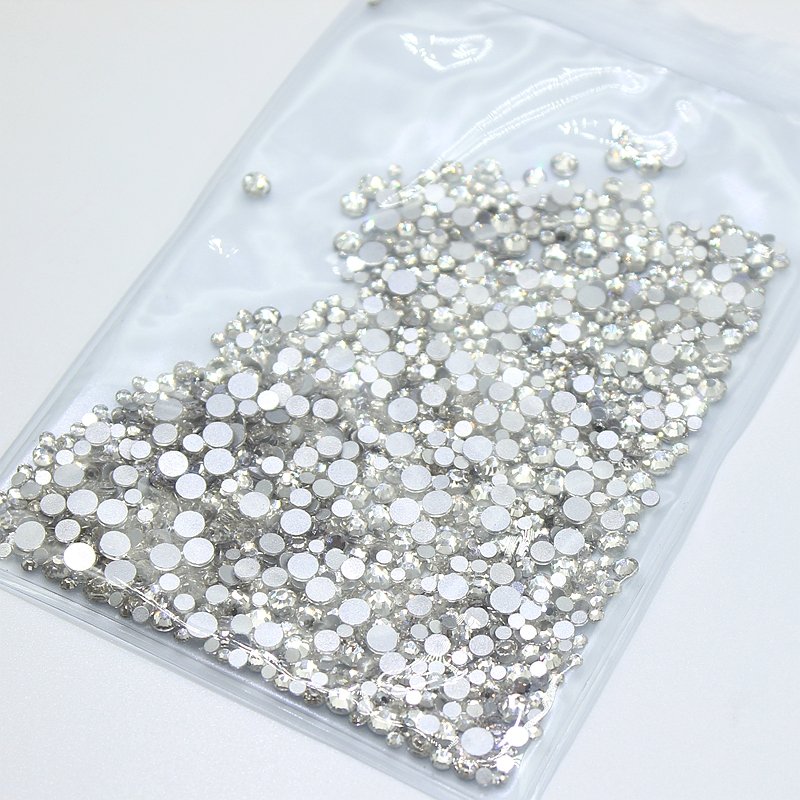 ss4~ss20 Crystal AB silver Flat Back Half Round glass rhinestones 3D tips decorations diy diamond nail art rhinestones