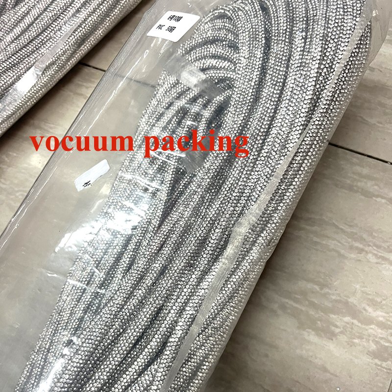 Lucky customized 6 rows with SS2.5 SS3 SS4 SS5 SS6 Full Rhinestone tube rope rhinestone rope tape for hoodies and shoes belt
