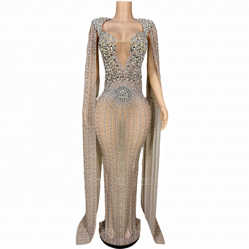 dropshipping product luxury birthday party crystal evening dresses formal dresses sexy rhinestone women clothing wholesale