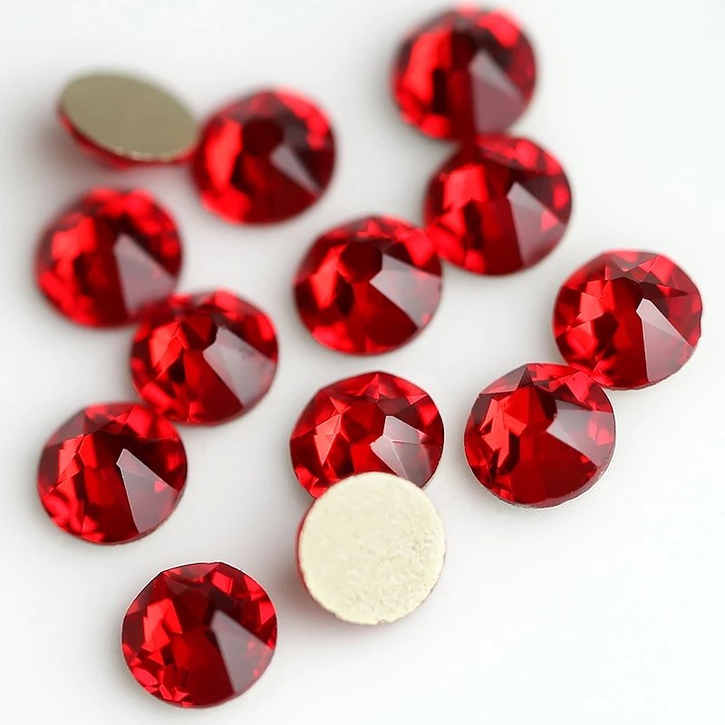 New Cut Facets 8 big 8 small Light siam Non Hotfix Rhinestones Round Strass Gem for Clothing Dress Shoes DIY Art Design