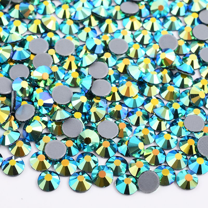 SS 6 8 10 12 16 20 30 Hotfix AB Crystal Stones Applique Flatback Strass Hot Fix Glass Rhinestone For DIY Clothes