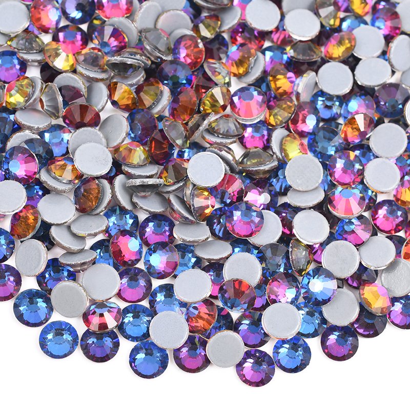 SS 6 8 10 12 16 20 30 Hotfix AB Crystal Stones Applique Flatback Strass Hot Fix Glass Rhinestone For DIY Clothes