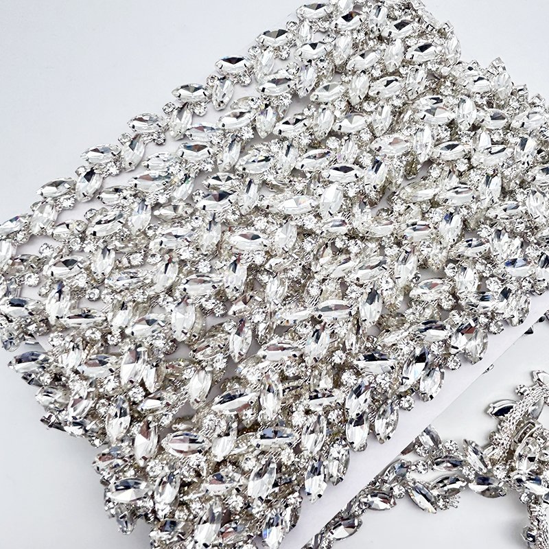 Crystal Multiple size Crystal Rhinestone Chain Trimming Bridal Sash Rhinestones Trim Applique Wedding Belt Garment Acces