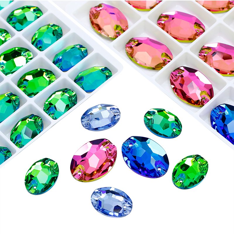 Oval shape FlatBack rhinestone Sew on crystals wholesale lead-free crystal stone For clothes bags Garment diy decoration