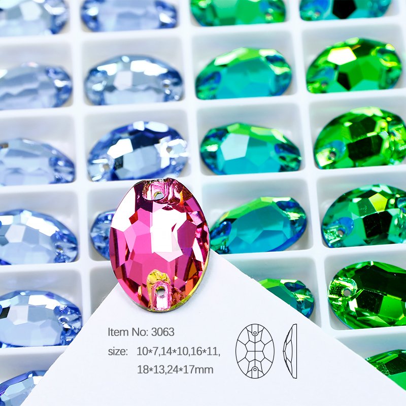 Oval shape FlatBack rhinestone Sew on crystals wholesale lead-free crystal stone For clothes bags Garment diy decoration