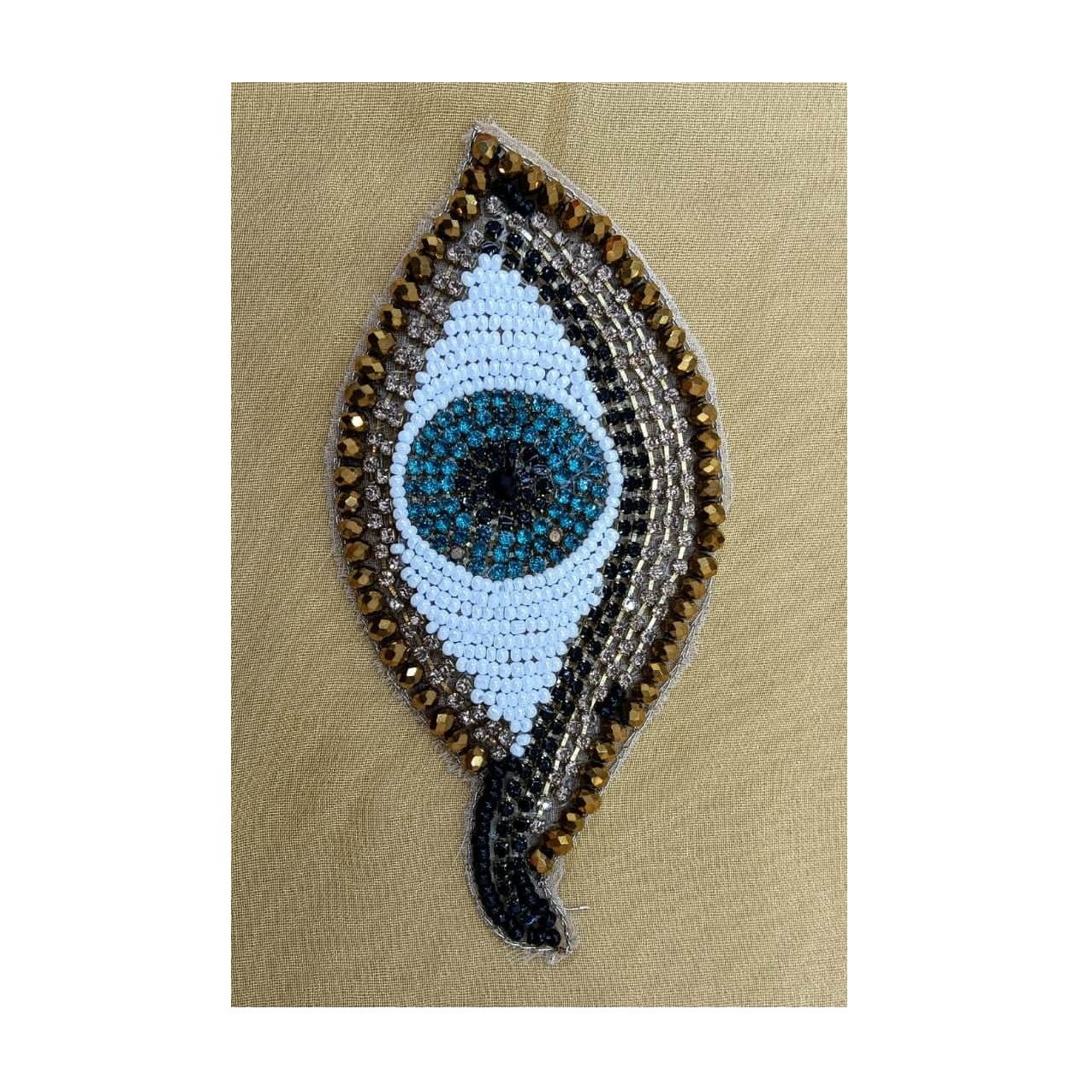 Indian supplier 3D handmade beaded rhinestone patches embroidery evil eye design accessories applique patch