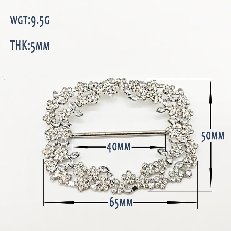 2024 New Flower Hollow Rhinestone Belt Buckle Metal Zinc Alloy Crystal Decorative Square Ring Buckle For Clothes Dresses Wedding