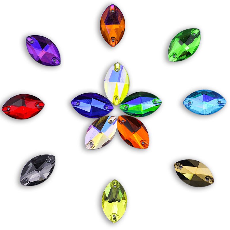 Navette ( 2 Holes ) Pick You Want Crystal Elements Sew on Flat Back Glass Rhinestones New Opp Bag Paypal Colors High Grade