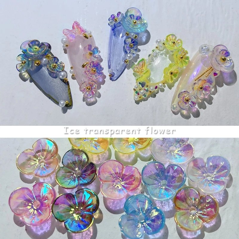 Colorful AB Crystal Flower Butterfly Nail Art Decorations Mix Metal Rivets Pearls Holographic DIY Nails Rhinestones Accessories