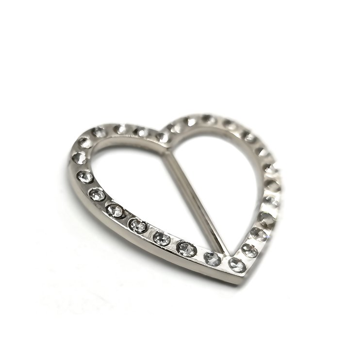 Wholesale High Quality Zinc Alloy Metal Belt Buckles Design Adjustable Hats Bags Decorative Rhinestone Heart Shape Ladder Buckle