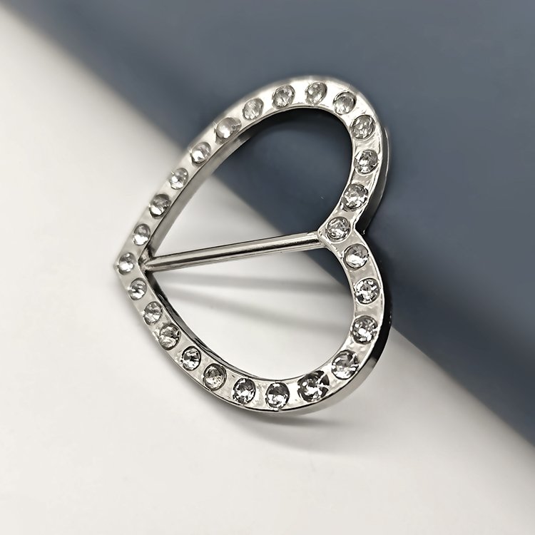Wholesale High Quality Zinc Alloy Metal Belt Buckles Design Adjustable Hats Bags Decorative Rhinestone Heart Shape Ladder Buckle