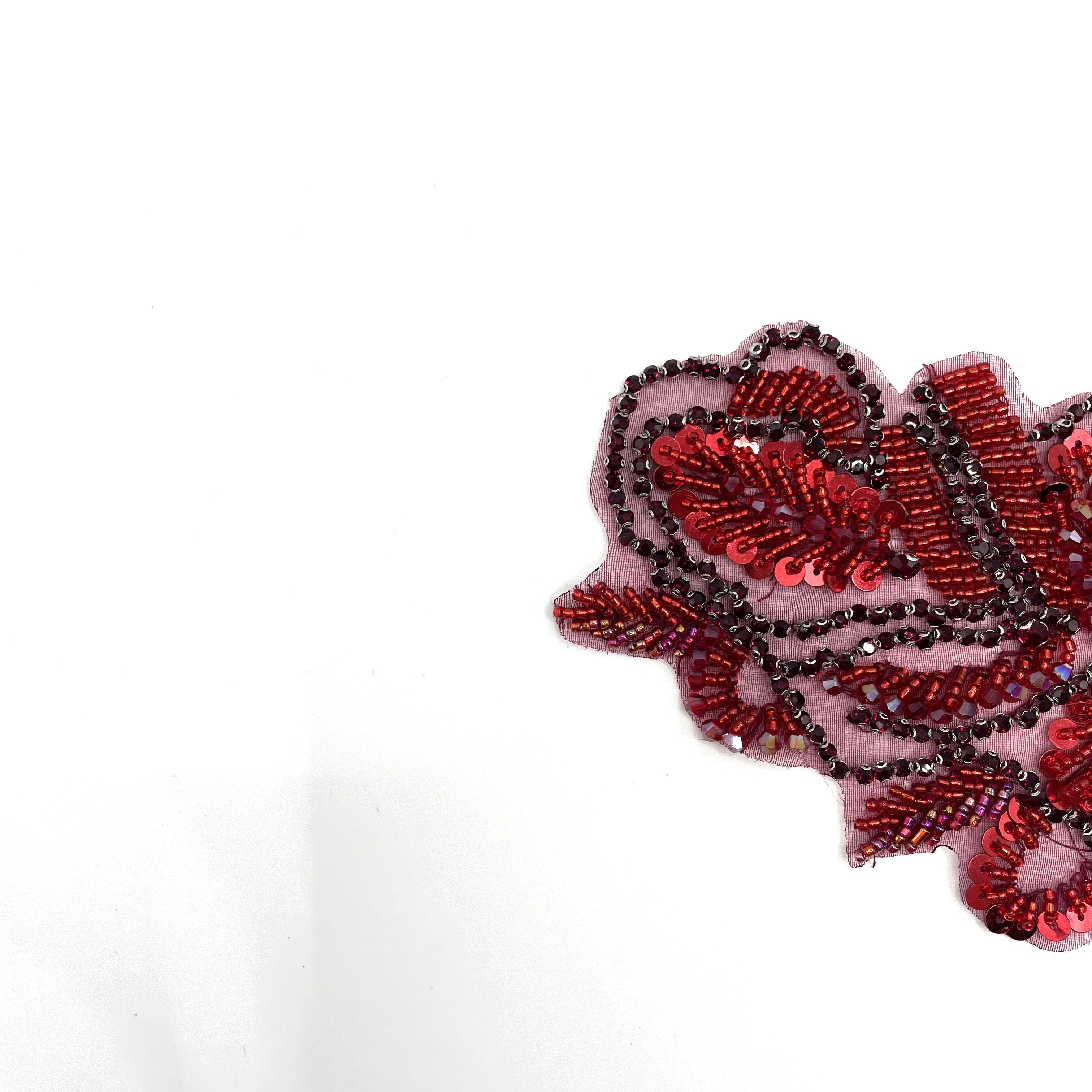 Red glass diamond hand embroidered Dress, stage, performance, costume, diamond