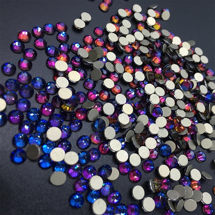 C&Y Wholesale SS3-SS16 SS20 Crystal Pedreria Glass Colorful Flame Flat Back Non Hot Fix Blue Flame Rhinestone