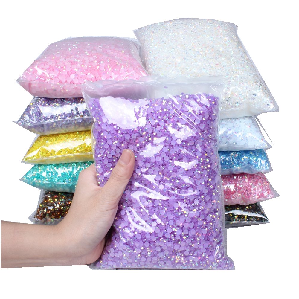 Hot Sale Jelly AB Colors 30000pcs 5mm 3D Nail Gems Flatback Round Glue On Stones Resin Rhinestones For DIY Garment Decorations