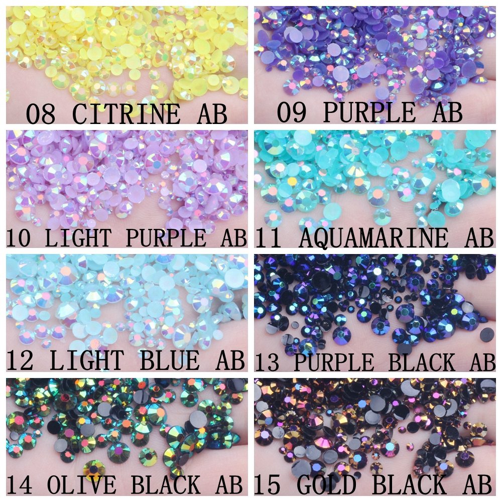 Hot Sale Jelly AB Colors 30000pcs 5mm 3D Nail Gems Flatback Round Glue On Stones Resin Rhinestones For DIY Garment Decorations