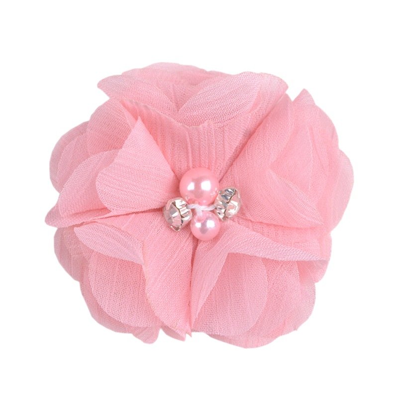 DIY handmade flowers wholesale 6cm hand-stitched pearl rhinestone chiffon flower fabric flower shoe hat clothing accessories