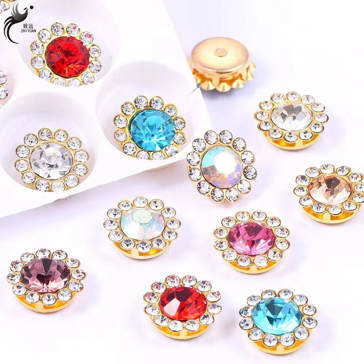 10MM sunflower flower garment shoe headband dress accessories rhinestone with crystal claw setting