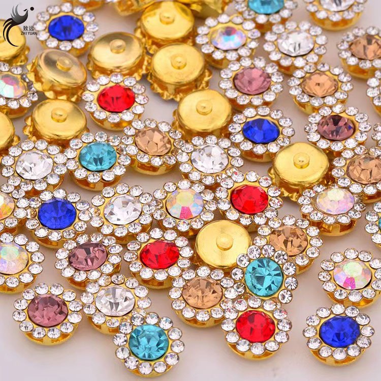 10MM sunflower flower garment shoe headband dress accessories rhinestone with crystal claw setting