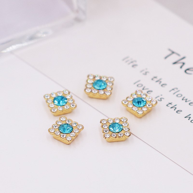 Factory Sun Flower Sewn Floral Decoration Strass Sew On Stone Colorful Square Button Accessory 14mm Flower Claw Cup Rhinestones