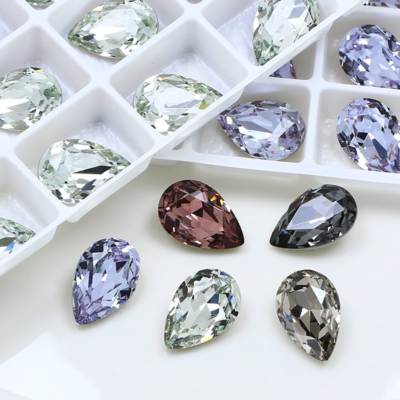 High quality Dongzhou 12*8mm waterdrop rhinestones K9 fancy stone wholesale crystal beads for jewelry nail art diy accessories