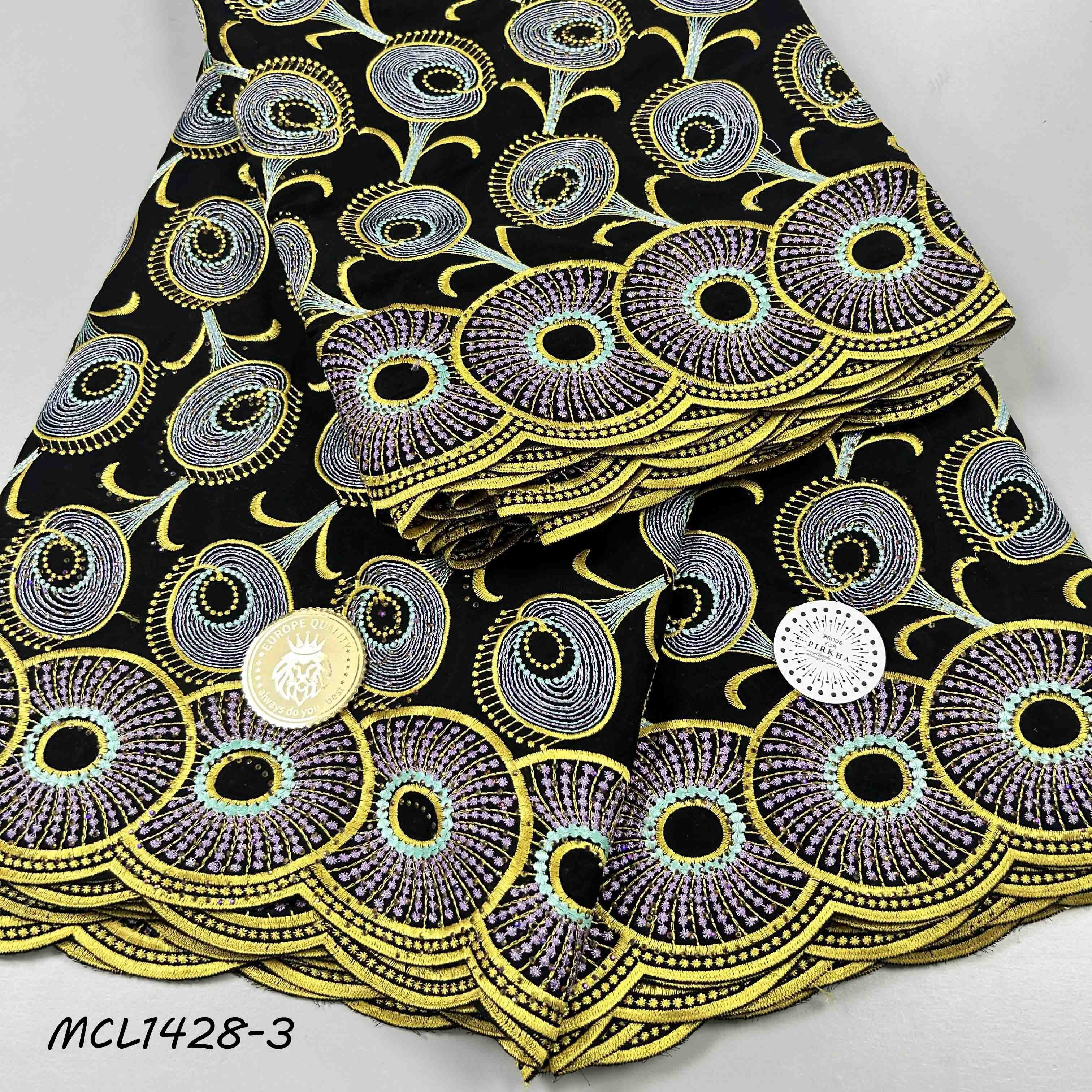 Lafaya African Embroidery Lace Fabric with Rhinestones 2024 Swiss Voile Cotton Lace Fabric for Women Party Dresses Sew