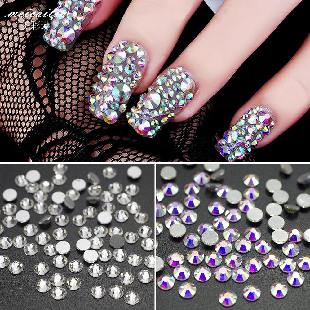 Hot sale mix size AB and white color bling nail art rhinestones