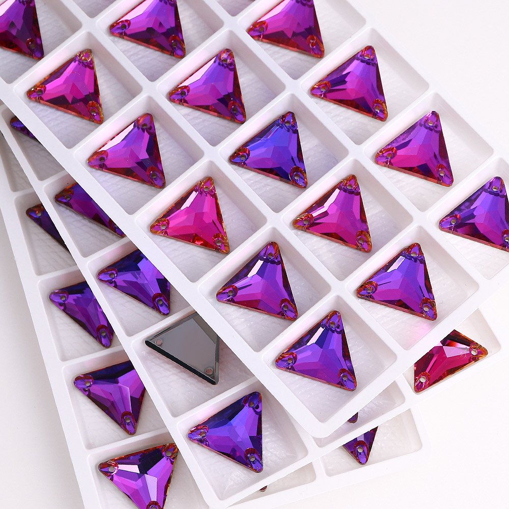 3270 Triangle Crystal AB Glass Fancy Sew On Glass Rhinestones Flat Back Rhinestone For Performing Arts Costumes