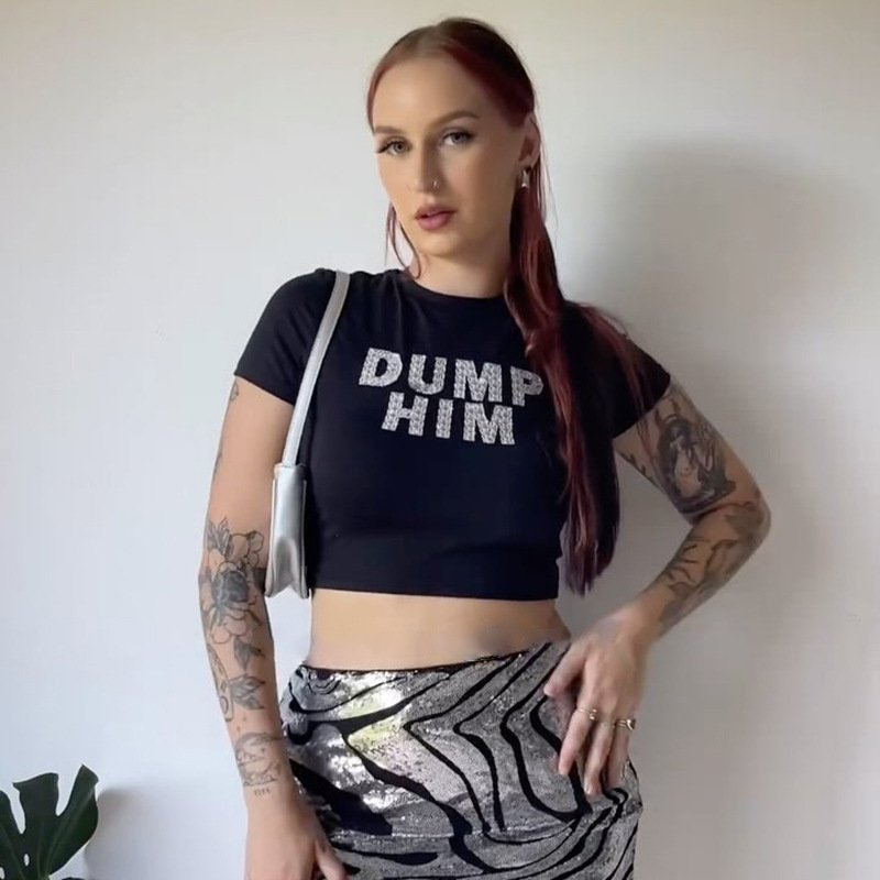 wholesale women sexy casual letter rhinestone white round neck basic t shirt crop tops for teenage girls