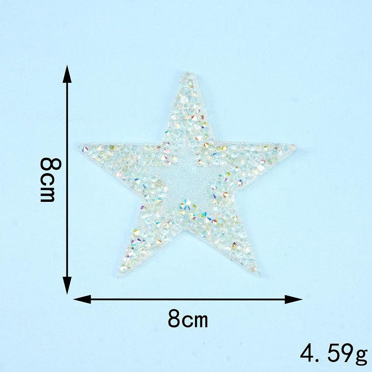 DIY custom stars colors iron on patches custom 3 inch heat press hot fix rhinestone beaded double star patches for bag garment