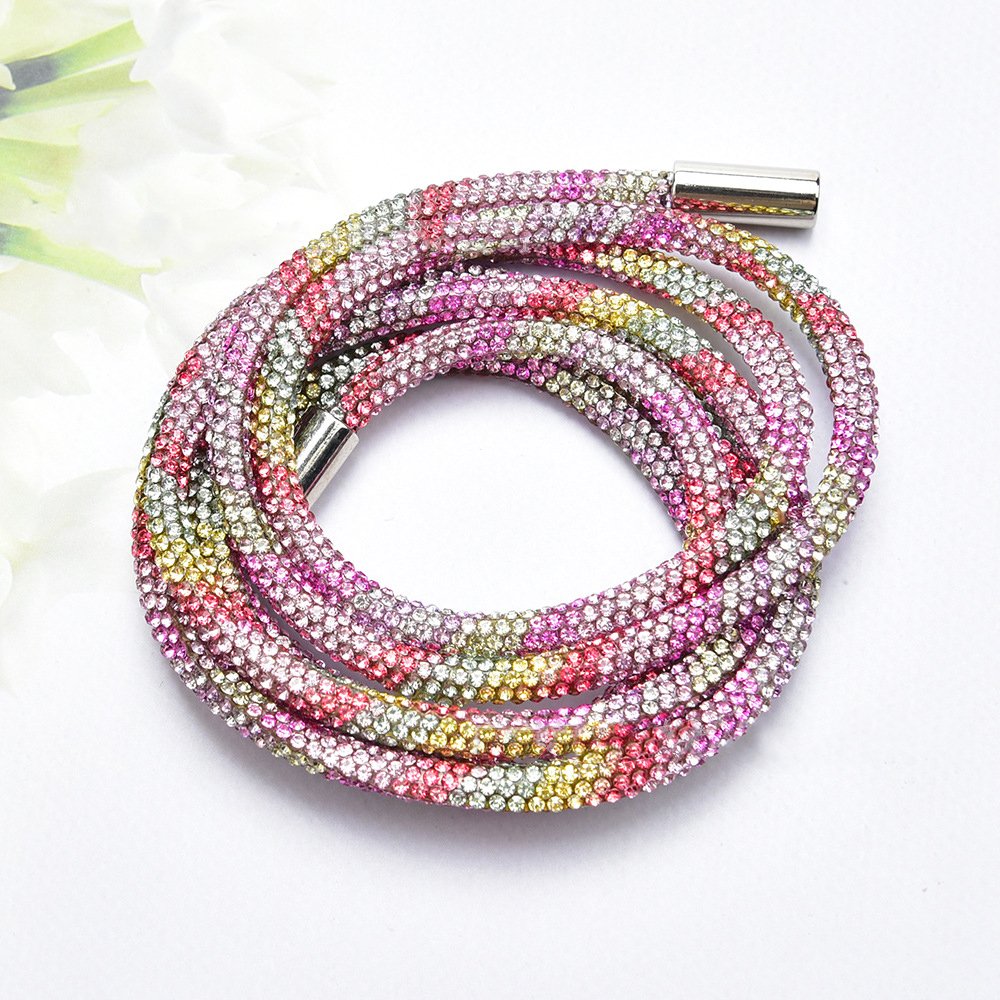 fashion rhinestone cord strings 120 cm crystal hoodies drawstrings diamond rope with metal ends
