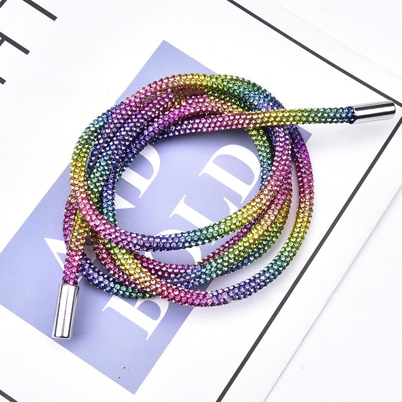 fashion rhinestone cord strings 120 cm crystal hoodies drawstrings diamond rope with metal ends