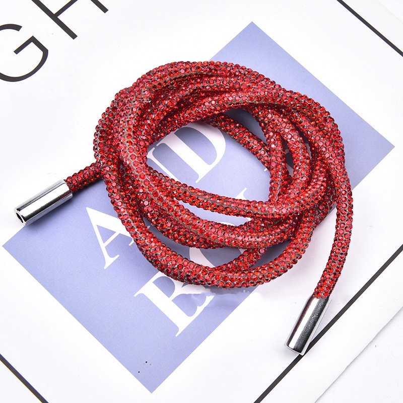 fashion rhinestone cord strings 120 cm crystal hoodies drawstrings diamond rope with metal ends