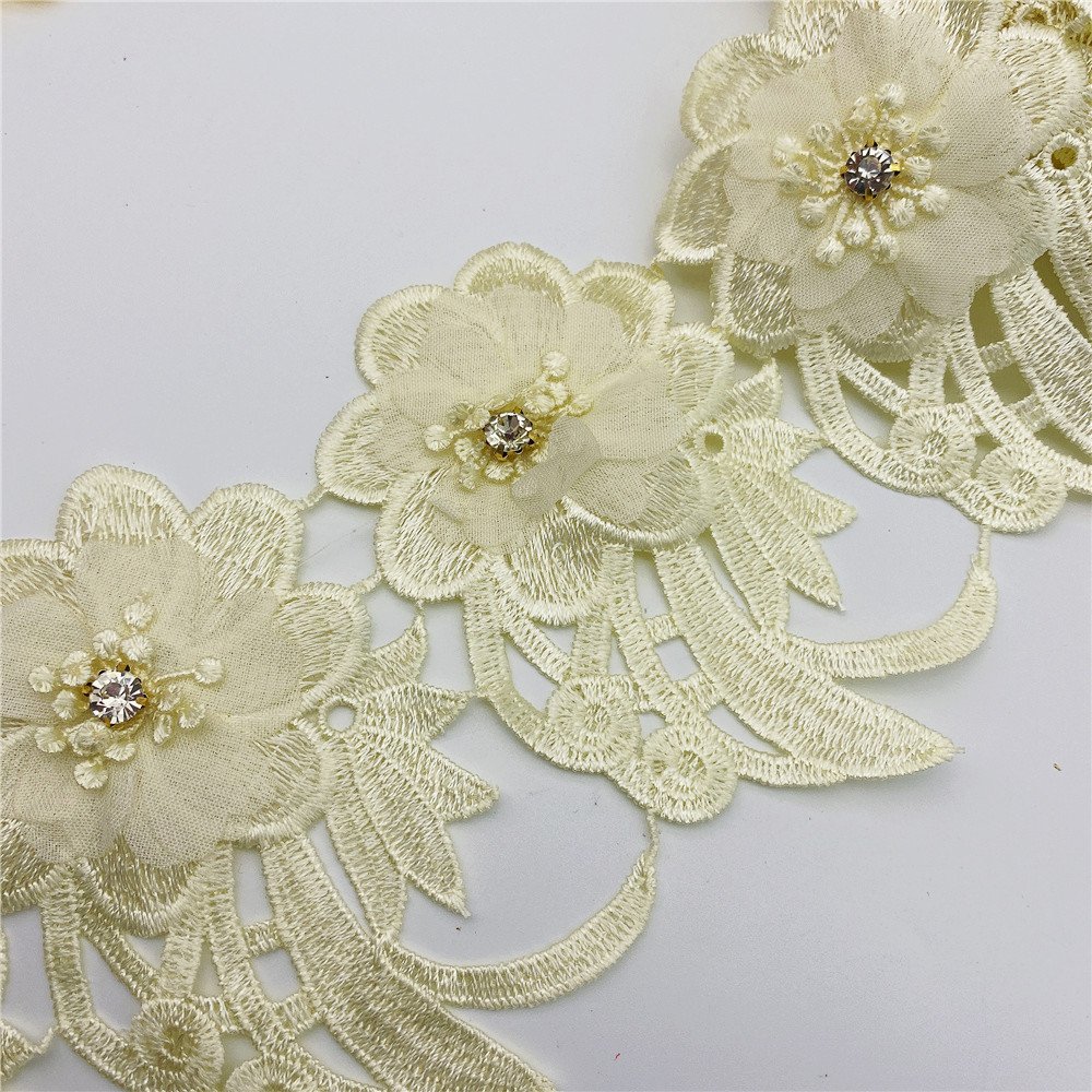 Wholesale new hot selling Rhinestone flowers lace trim for wedding decoration