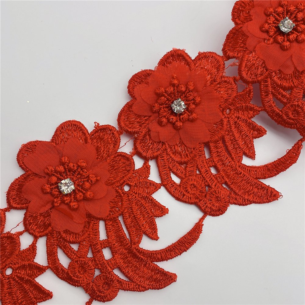 Wholesale new hot selling Rhinestone flowers lace trim for wedding decoration