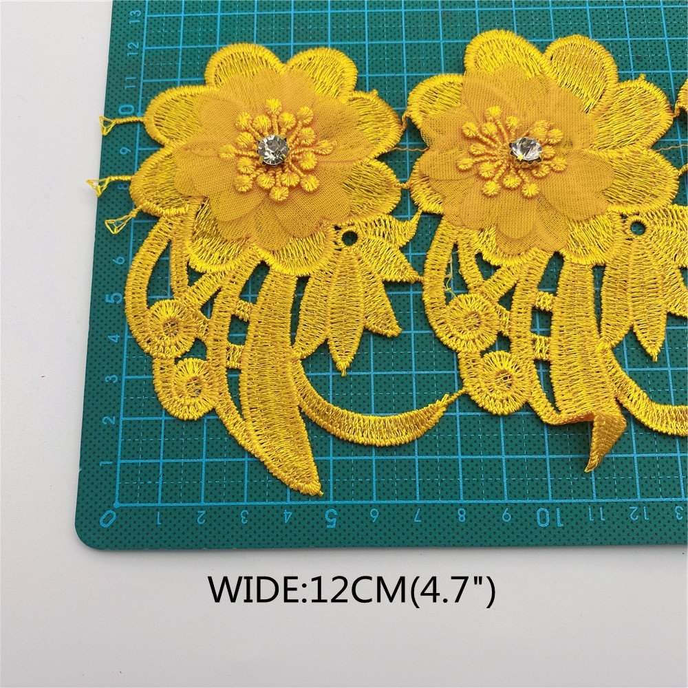 Wholesale new hot selling Rhinestone flowers lace trim for wedding decoration