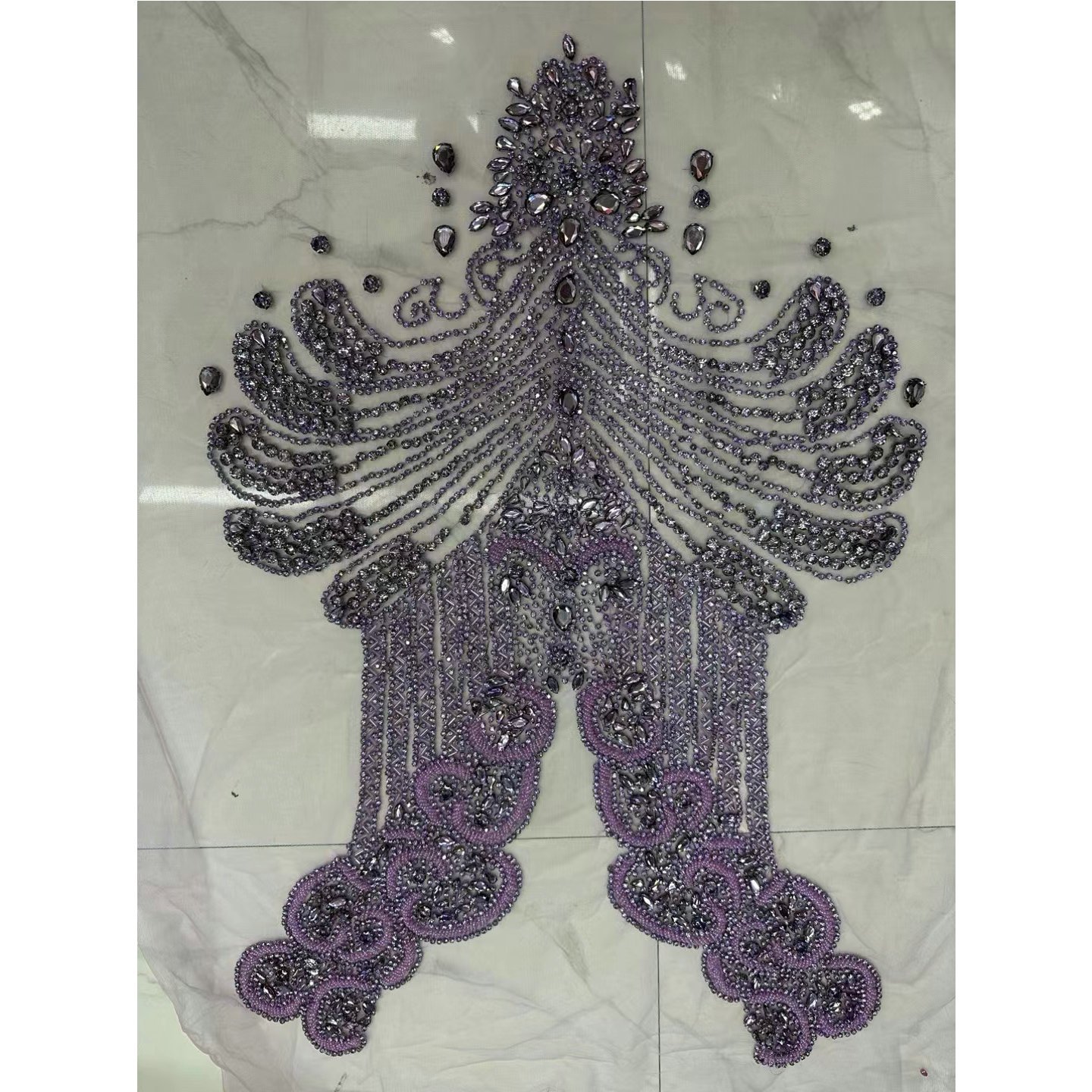Rich Decorated Appliques Bodice Handmade Rhinestone Applique For Party Dress