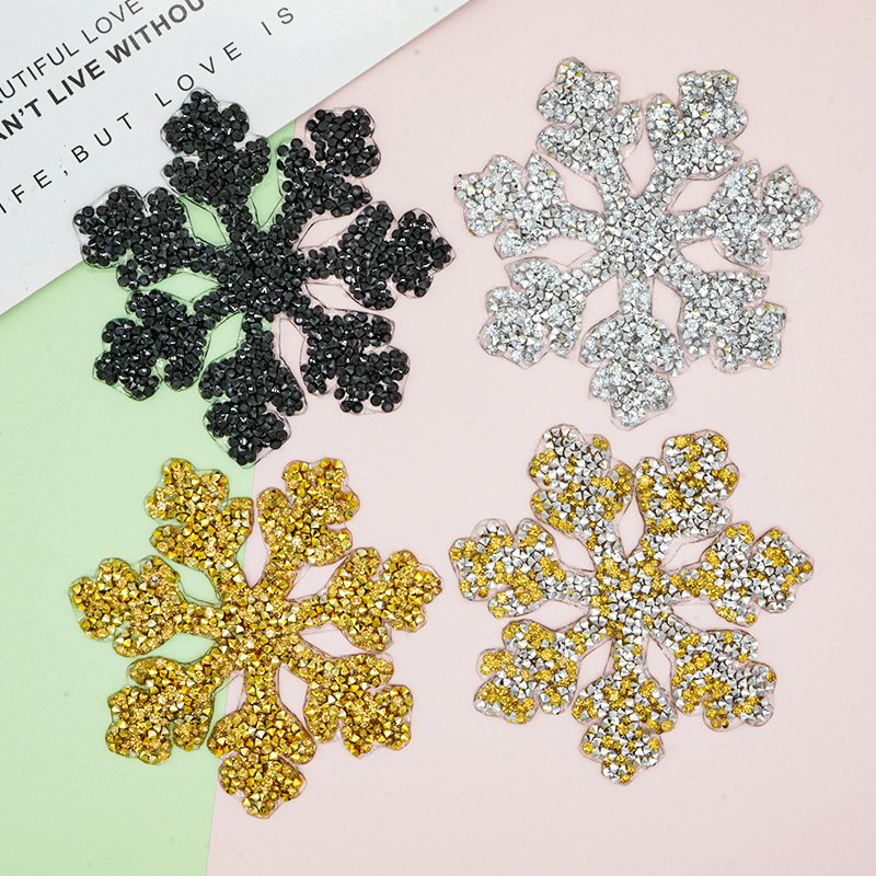 9.5CM Crystal Bling Snowflake Rhinestone Patch Iron on for Shoulders Hat Shoes Bag Decoration Patch