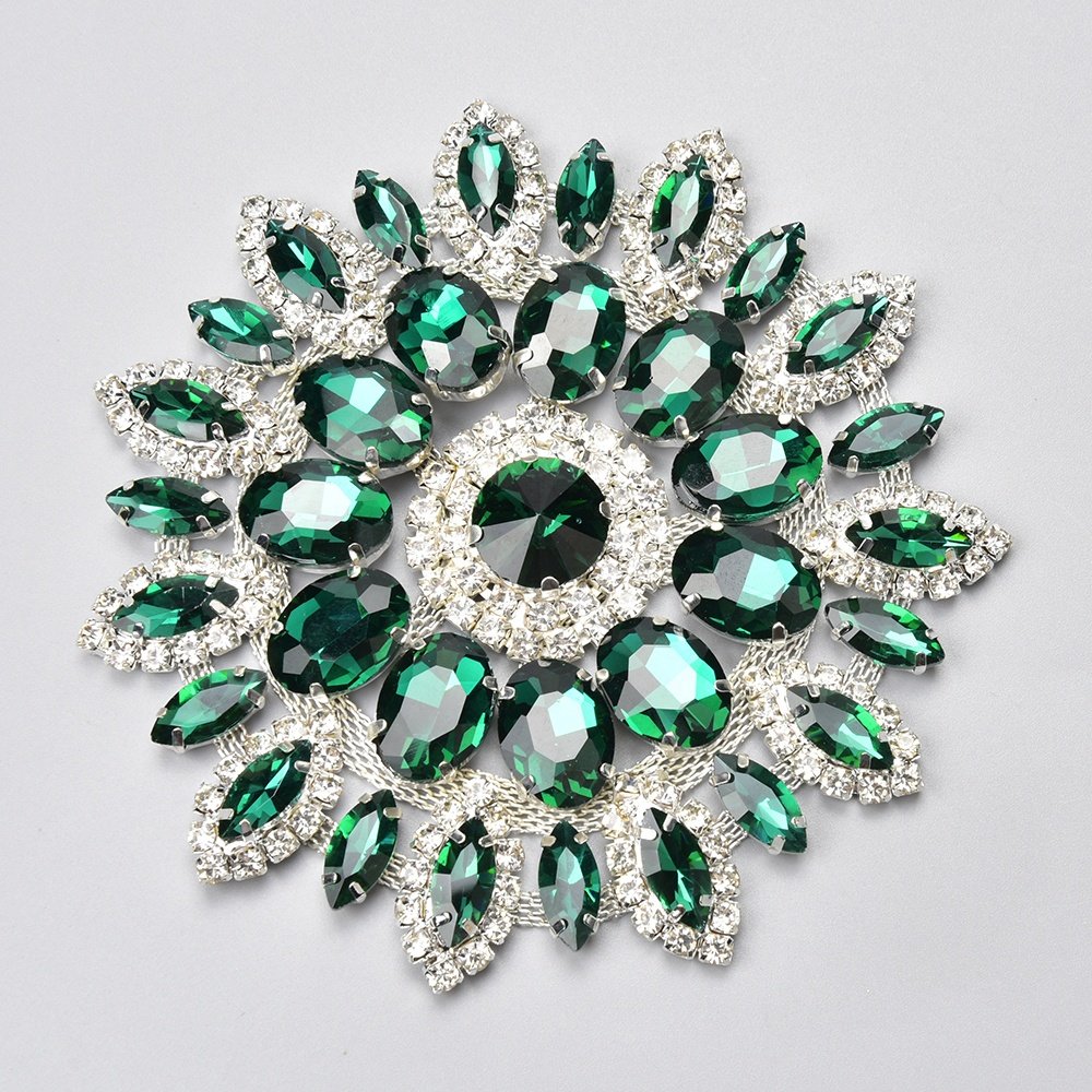 High Quality Crystal AB Rhinestone Flower Applique Wedding Dress Decoration Glass Strass Patches Sewing For Bags Garment DIY