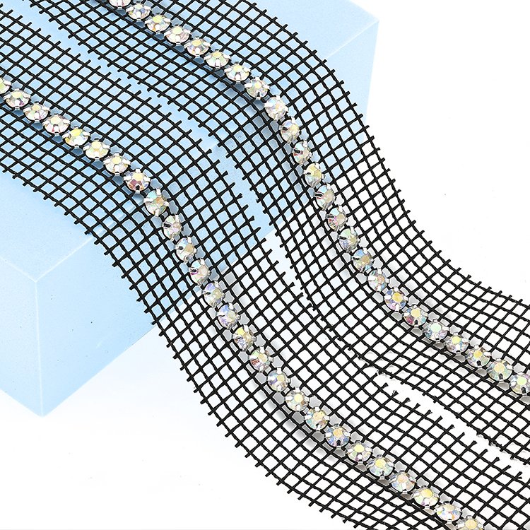 New design Single row mesh Clothing Dinner bag hat bag Dress accessories mesh dress with rhinestones