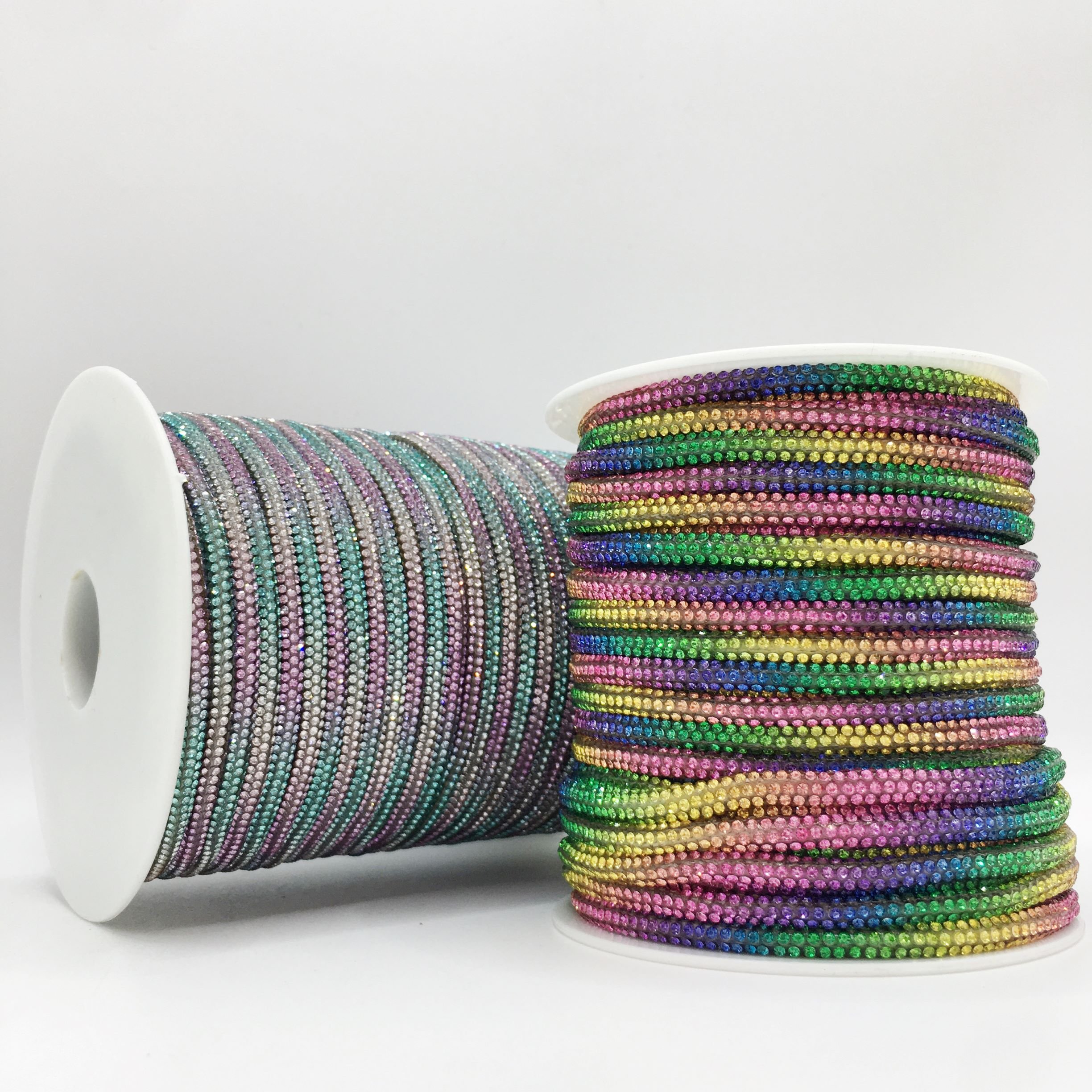 SINRONG Colorful rhinestone rope sparkling round 4mm 6row crystal decoration bow DIY crystal rope