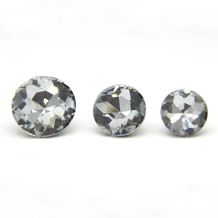 Factory Supply Strong Tension Transparent Rhinestone Crystal Round Glass Upholstery Buttons for Sewing Sofa Bed Headboard