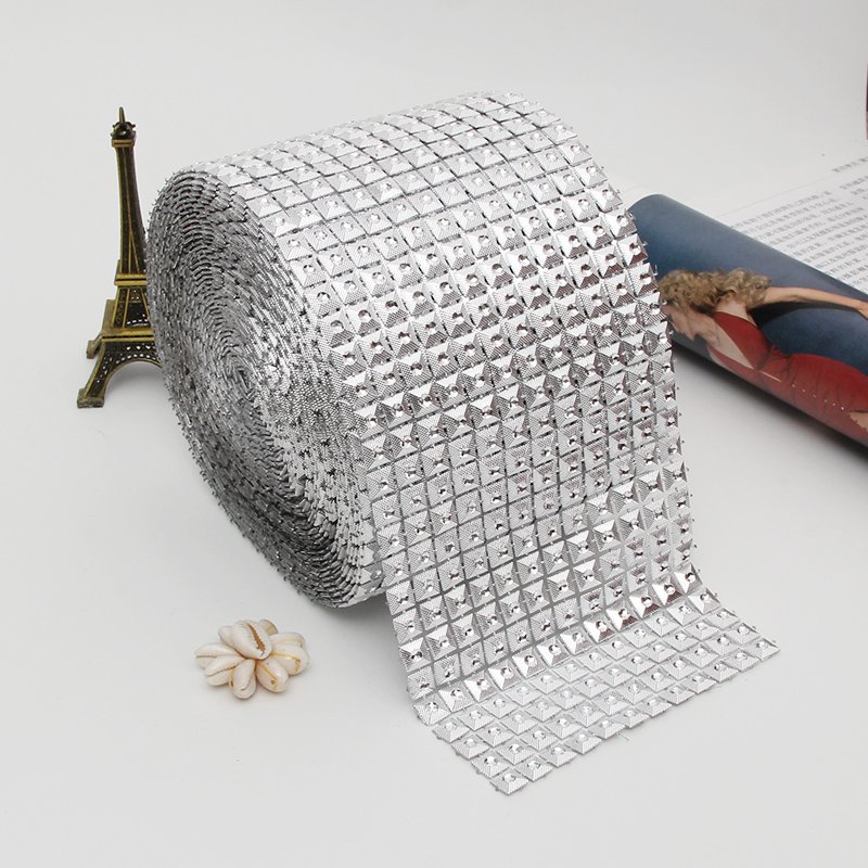 Wholesale 12 Row Pyramid 10yards Plastic Rhinestone Chain Mesh Garment Accessories For Clothing Diy Parts