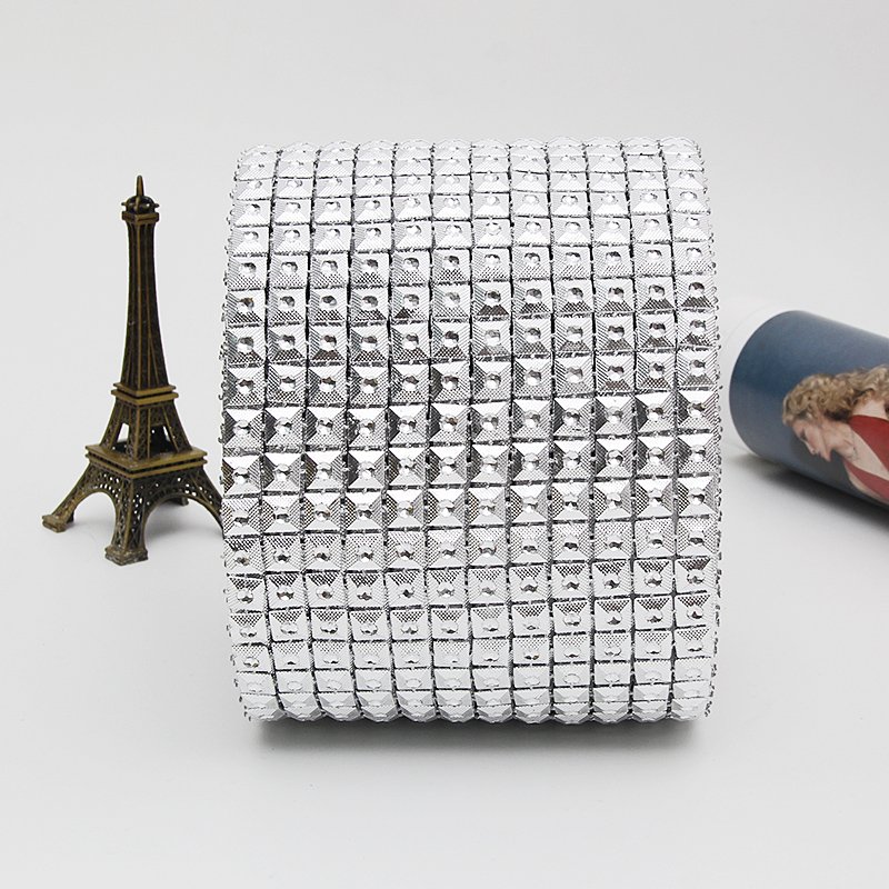 Wholesale 12 Row Pyramid 10yards Plastic Rhinestone Chain Mesh Garment Accessories For Clothing Diy Parts